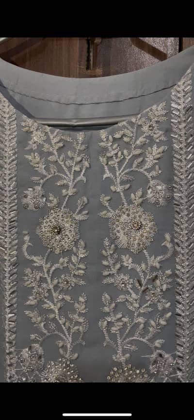 Grey 3 pc shiffon  , Shadi wear suite