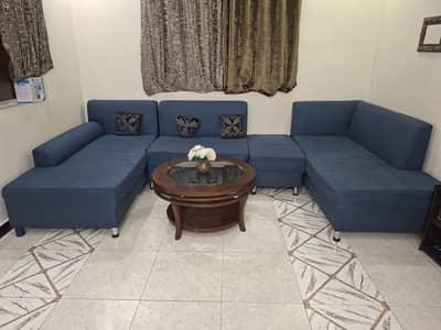 L Shaped 7 Seater Sofa Set with Sethi and Centre Table
