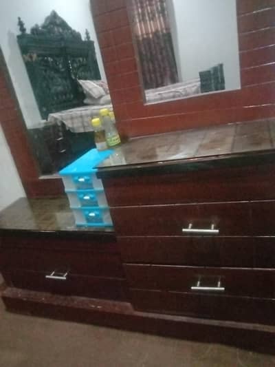 king size bed dressing table one side table with glass protection