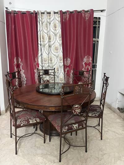 Elegant 6 Seater Wooden Dining Table Set without glass .