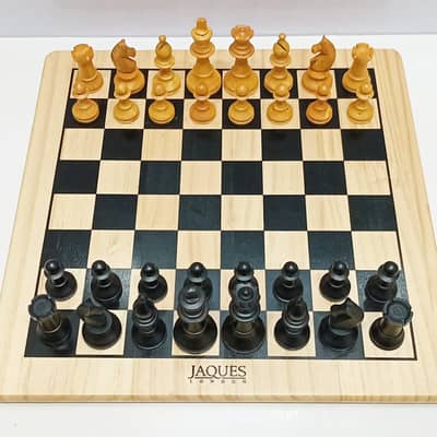Vintage "Jaques of London" Wooden Chess Set with Board & Storage Box