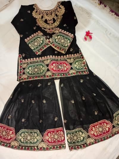 Girls (7-14 )years fancy Shefoon sharara kurti fully emberoided
