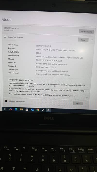 Dell Laptop Core i5 5th Gen