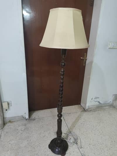 vintage-style wooden floor lamp