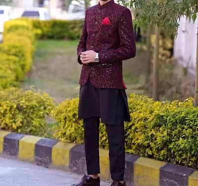 Royal Mehroon Prince Coat for Wedding / Event – Like New 