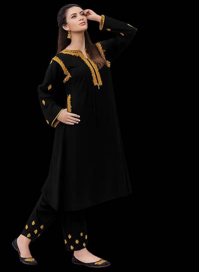 Pcs Womens stitched linen embroided shirt and trouser