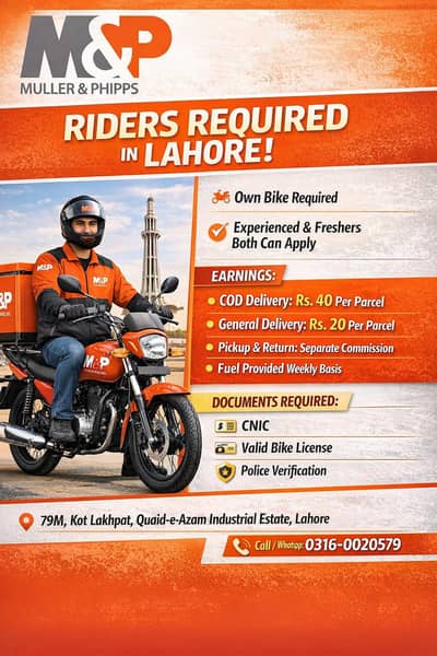 Rider Hiring M&P Logistics Courier
