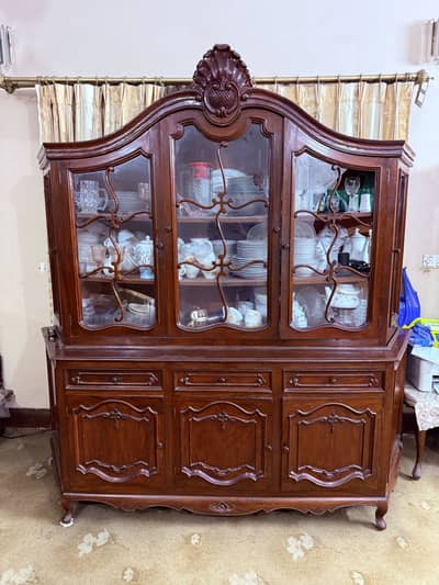 Solid Wood Antique Style Crockery Showcase - Excellent Condition