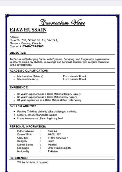 Experienced cake maker and bakery specialist 11 years baking experienc