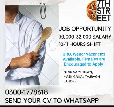 GRO, Waiter Required Canal Road Lahore