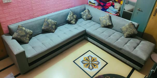 Urgent Sale – Grey 7 Seater L-Shape Sofa (Like Brand New)