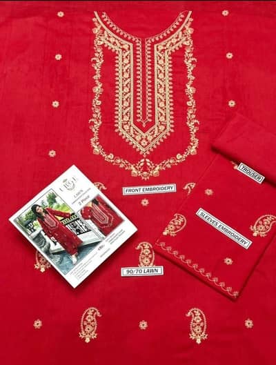 2pcs women's Unstitched Embroidered suit