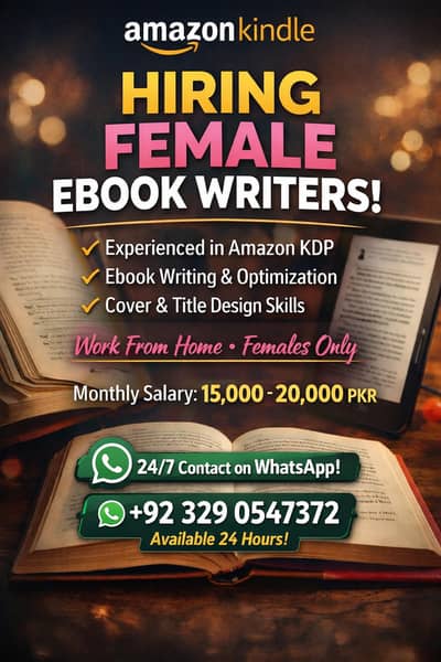 Amazon kdp ebook writer required (Female only)