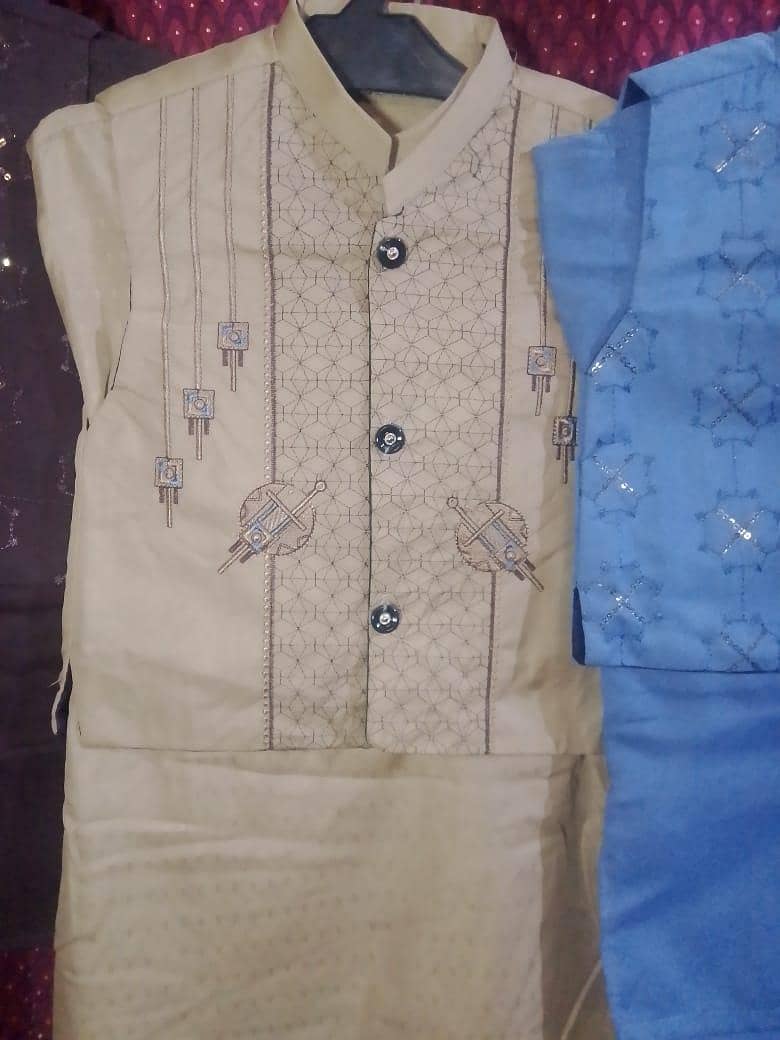 بچوں کا 3 پیس شلوار قمیض سوٹ بمعہ ویسٹ کوٹ 1