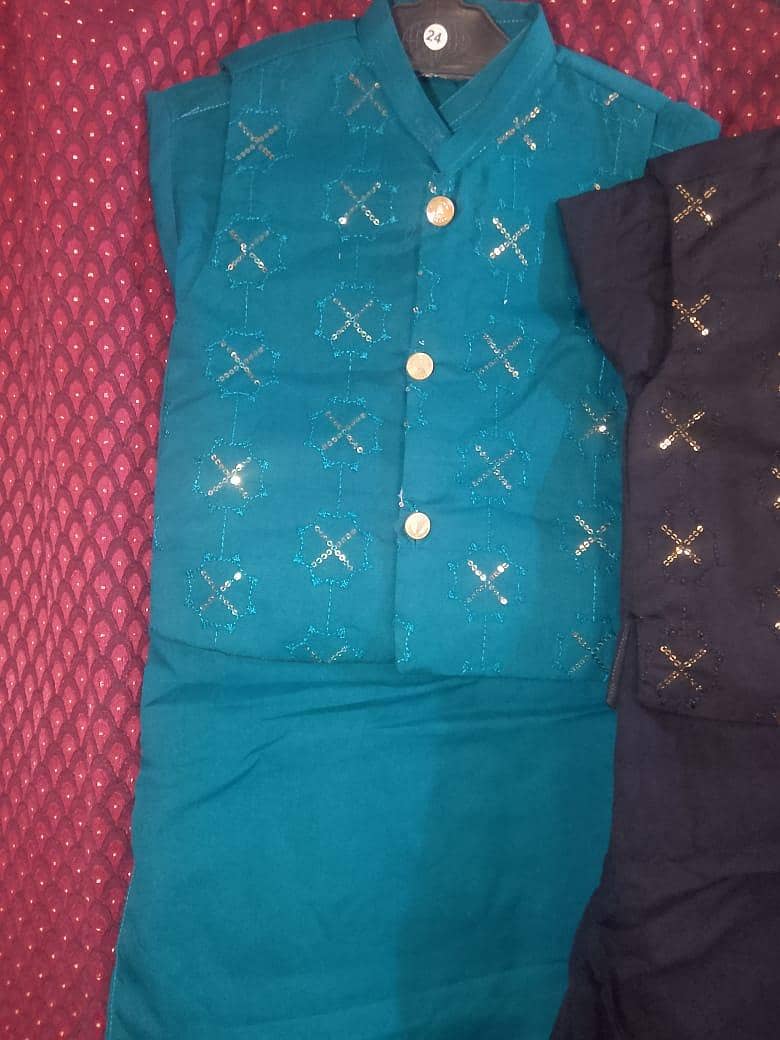 بچوں کا 3 پیس شلوار قمیض سوٹ بمعہ ویسٹ کوٹ 5