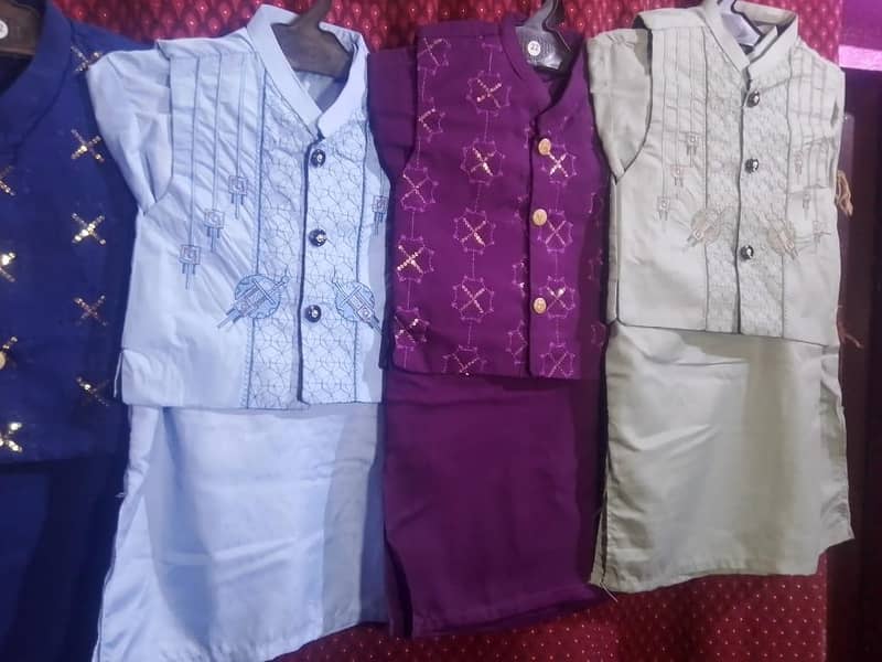 بچوں کا 3 پیس شلوار قمیض سوٹ بمعہ ویسٹ کوٹ 6