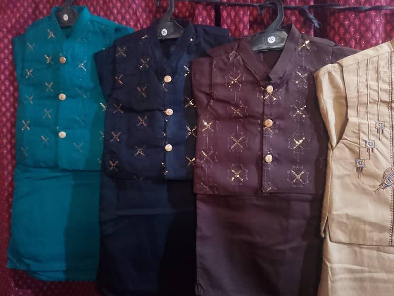 بچوں کا 3 پیس شلوار قمیض سوٹ بمعہ ویسٹ کوٹ 7