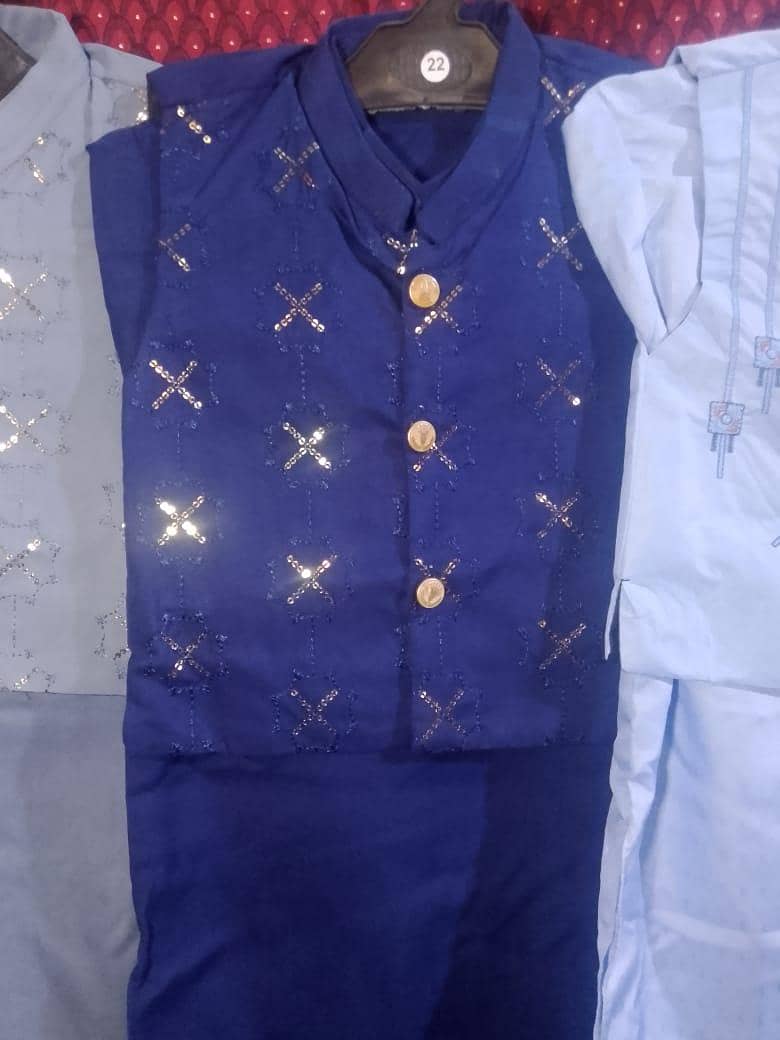 بچوں کا 3 پیس شلوار قمیض سوٹ بمعہ ویسٹ کوٹ 9