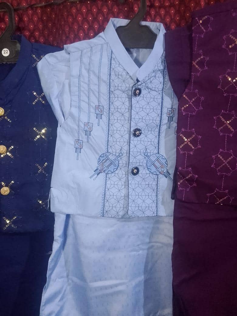 بچوں کا 3 پیس شلوار قمیض سوٹ بمعہ ویسٹ کوٹ 10