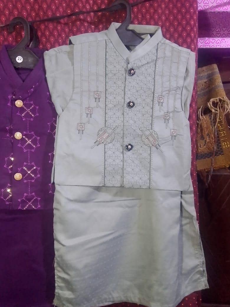 بچوں کا 3 پیس شلوار قمیض سوٹ بمعہ ویسٹ کوٹ 12