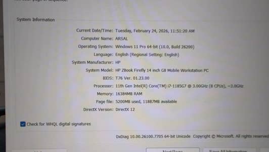 HP-ZBOOK FIREFLY G8 14" (16 GB RAM 256 GB NVME HARD)