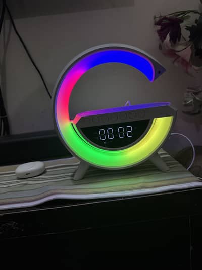 RGB Light Bluetooth Speakers + Wireless Charger + Digital Clock.