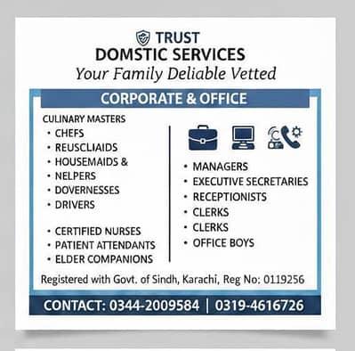 Maids / House Maids / cook / Nanny , chef / Baby Sitter maid available