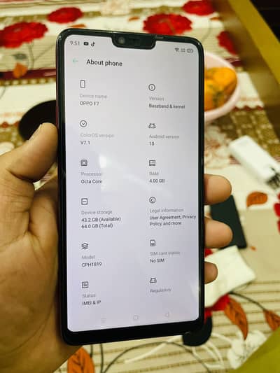 Oppo f7 pta approve Without Box