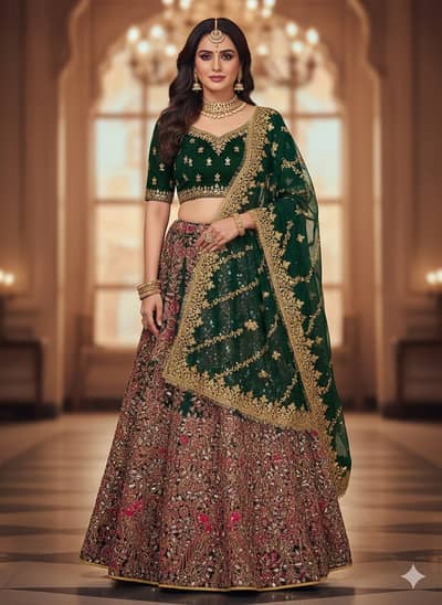 BRIDAL MEHNDI LEHNGA | BRIDAL DRESS | MIRROW WORK LEHNGA