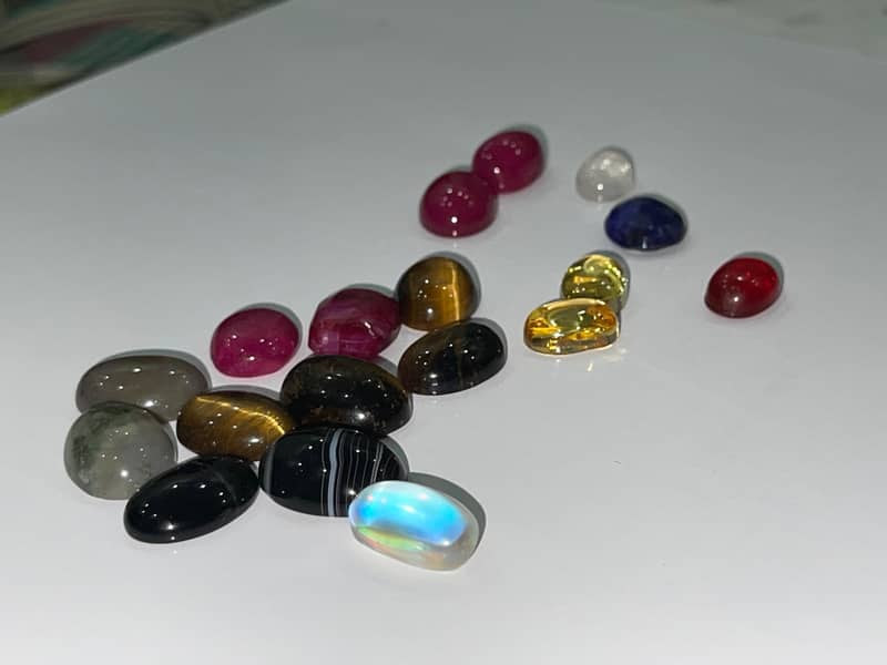 Gemstone Tiger eye Agate . Ruby . Moonstone. Opal 0