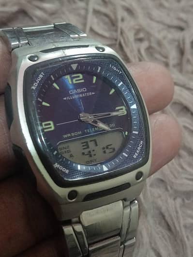 Casio AW-81D-2AV Blue Databank Watch Steel Band