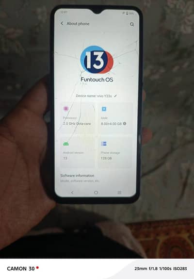vivo y33s 8/128 official approvad only set crack