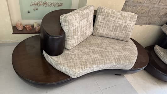 7 Seater Sofas with wood & leather upholstered