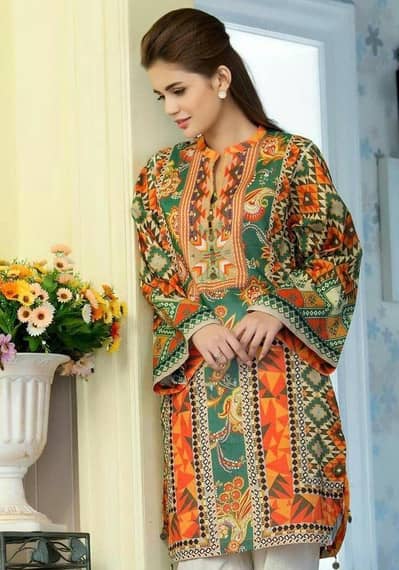 1 pcs women's unstitched swiss lawn painted shirt