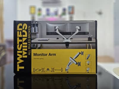 Twisted Minds Dual Premium Gaming Monitor Arm With RGB Lighting White