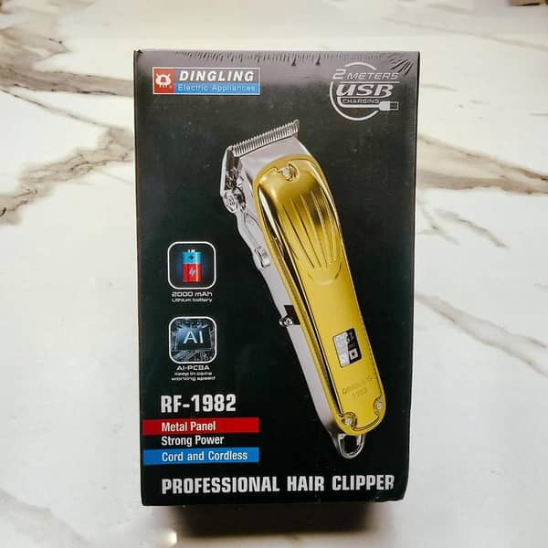 DINGLING RF-1982 Professional Hair Clipper | Metal Body | 210 Min Battery | Rechargeable Trimmer