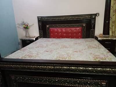 Bed with mattress and side tables  Condition 9/10