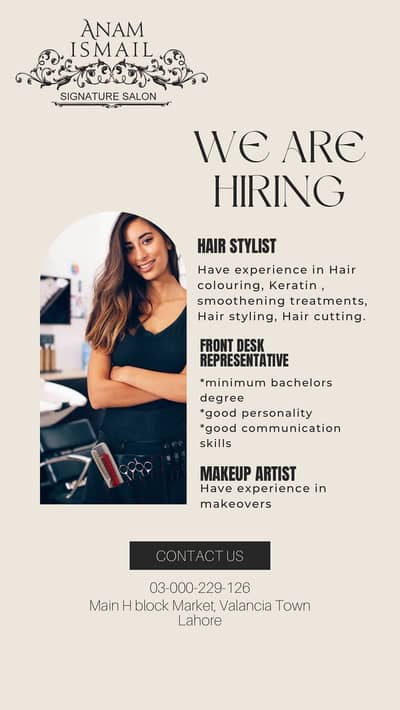 Salon staff needed