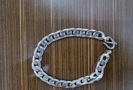 100% chandi bracelet man  with white gold polished