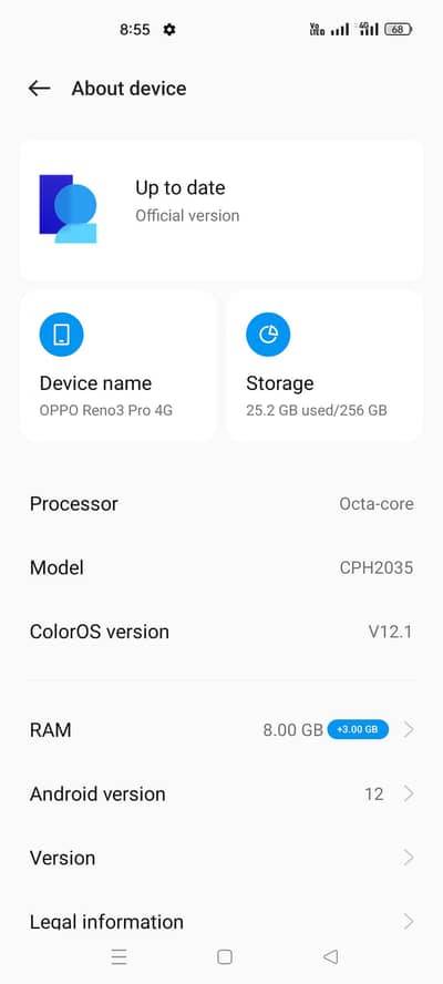Oppo Reno 3 pro 8GB RAM256 PTA pro panel