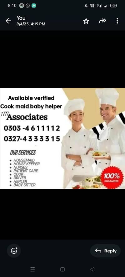 Available verified Maids / Couple / Patient Care / Nanny / Baby Sitter