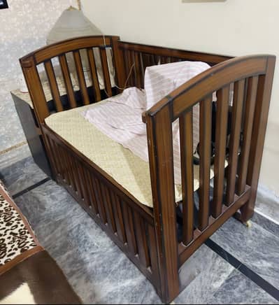 Solid Wood Baby Cot With Mattress Heavy Material