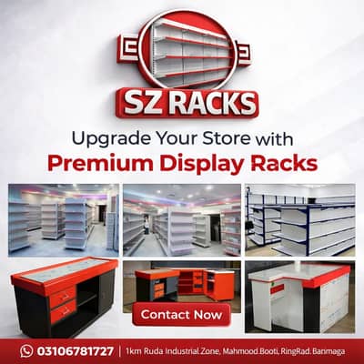 Cash Counters , heavy racks, display racks, wall mounted racks