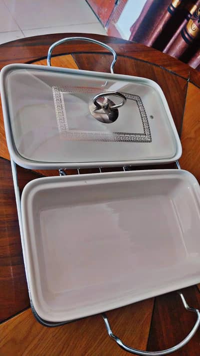 Rice Manchurian original Marble Dishes with Glass lid And iron stand
