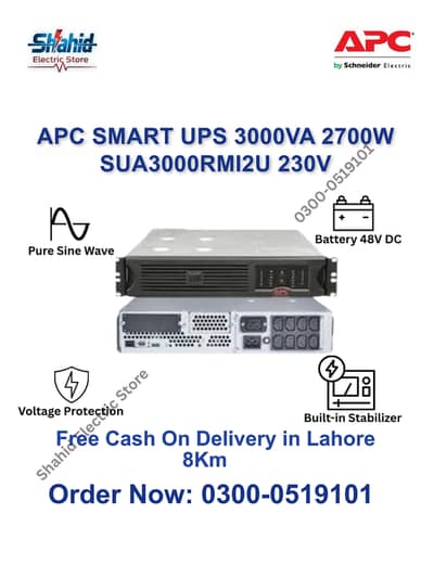APC SMART UPS 3KVA 2700Watt (SUA3000RMI2U) Pure Sine Wave