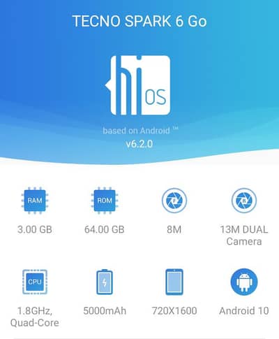 Tecno spark 6 go