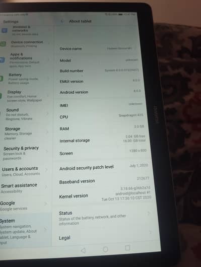 condition 10/9 huawei tablet 2/16 gb