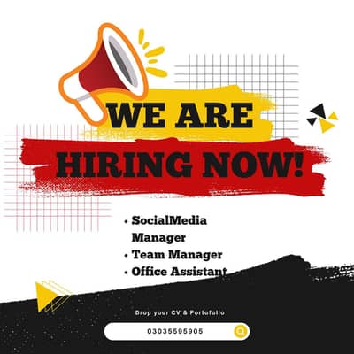 Hiring for Office Assistant+ Social Media Manager
