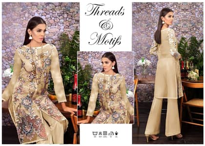 Threads & Motifs  Shirts organza fabric with hand work  shafoon  duppt