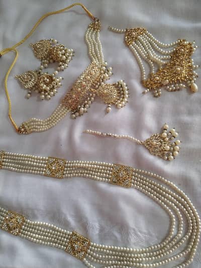 Elegant Pearl & Gold Nikkah Bridal Jewelry Set – Complete nikkah set